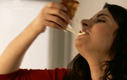 Nigella Lawson eating pizza
