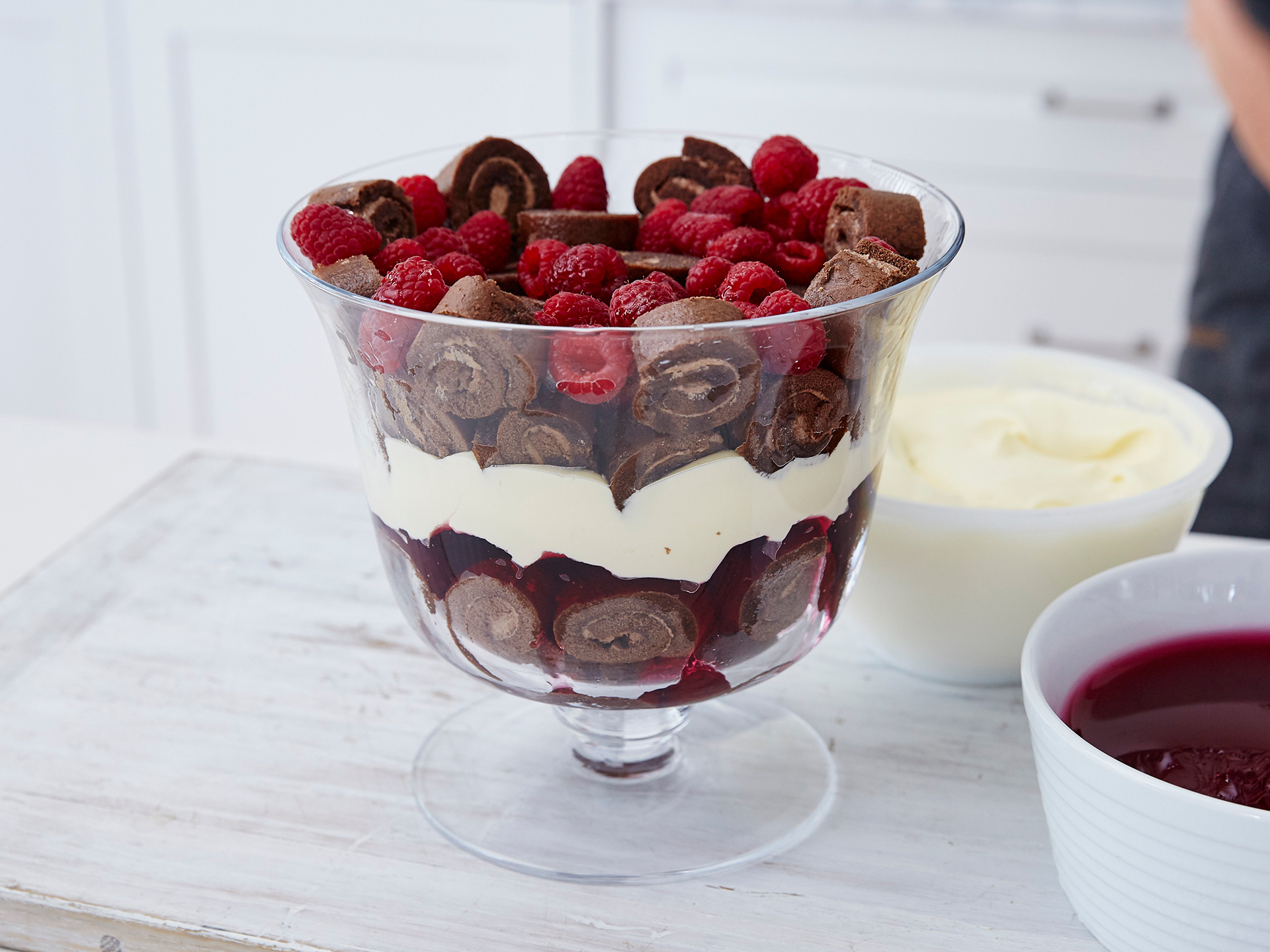 chocolate and raspberry Easter trifle