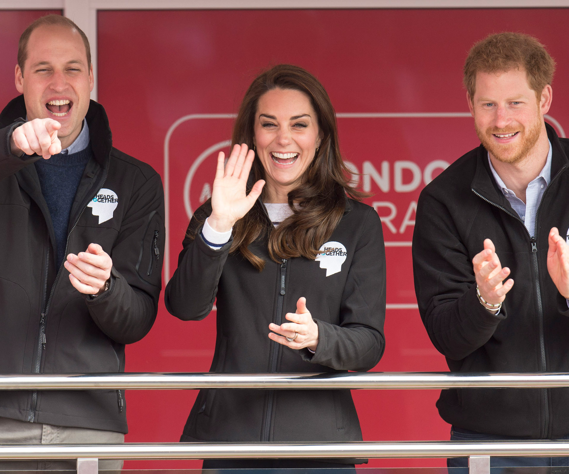 Royal support: Prince William, Duchess Catherine and Prince Harry attend the London Marathon