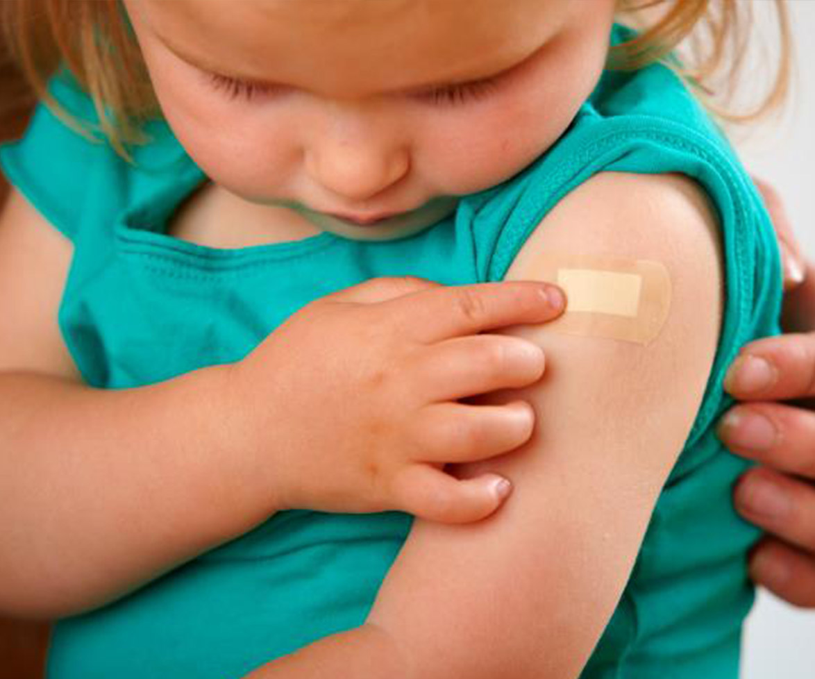 Little girl after her measles shot