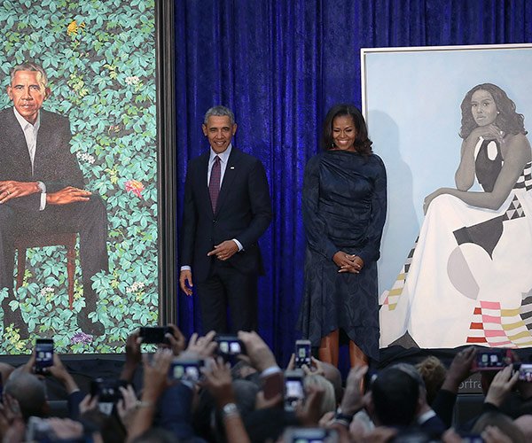 Barack Obama praises artist for capturing the intelligence, charm “and hotness” of Michelle Obama