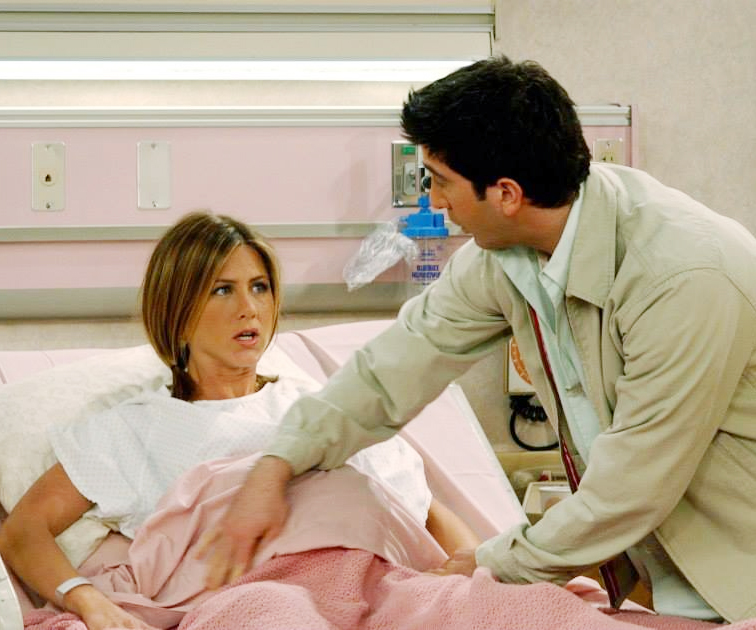 Ross and Rachel give birth on 'Friends.'