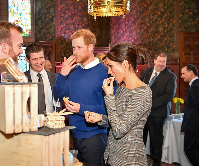 Harry and Meghan tasting cakes