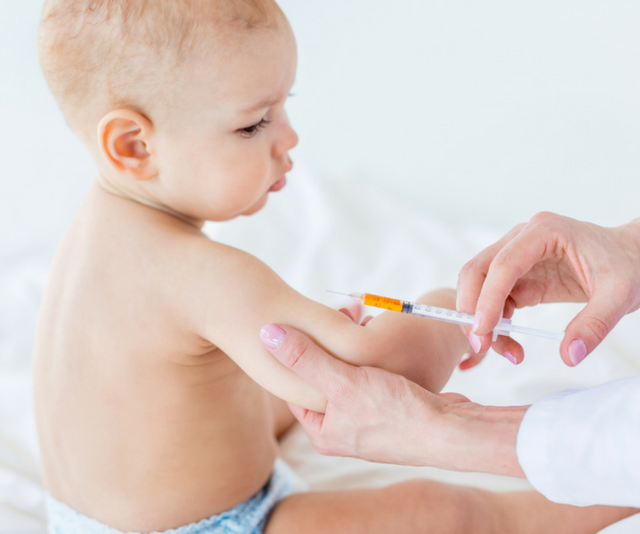 Young toddler getting meninigococcal vaccine
