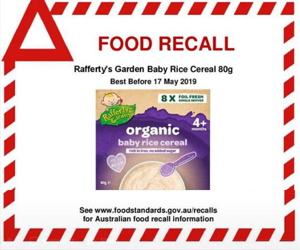 Organic Australian and NZ baby food product recalled due to safety concerns
