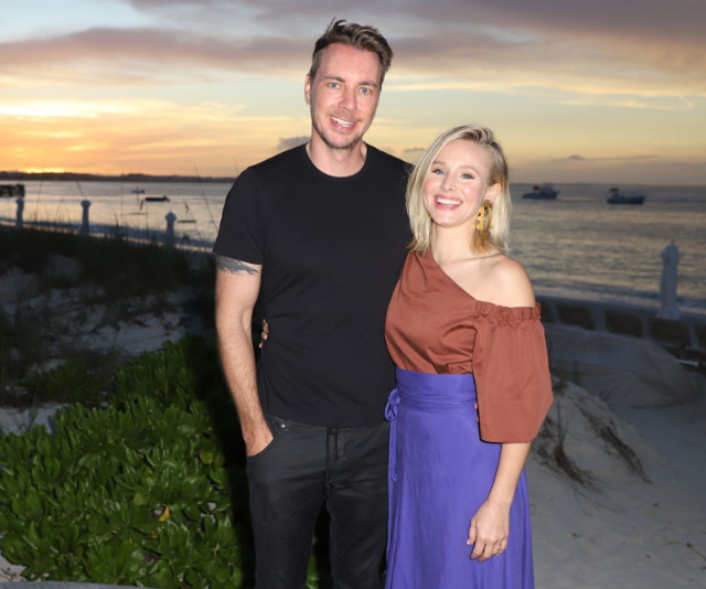 Dax Shepard and Kristen Bell sunset image at beach resort