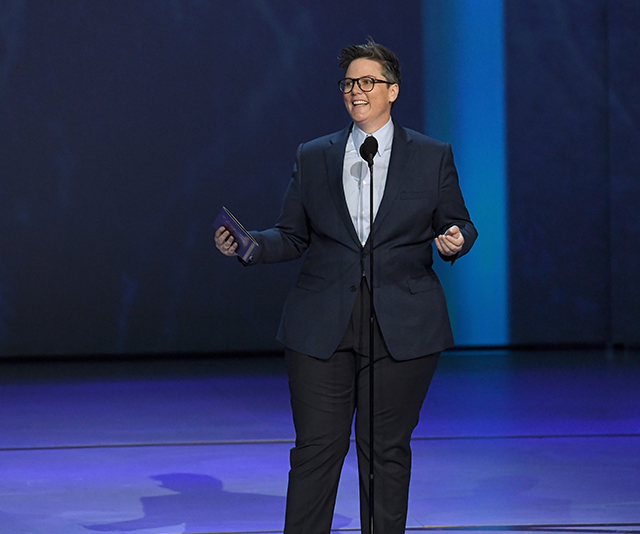 Hannah Gadsby showcases her trademark dark humour at the 2018 Emmy Awards