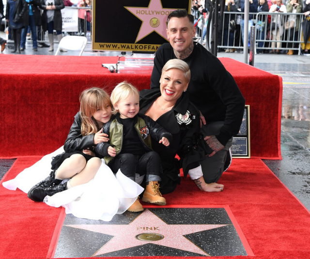 Pink accepts her Hollywood Walk of Fame Star with her family by her side