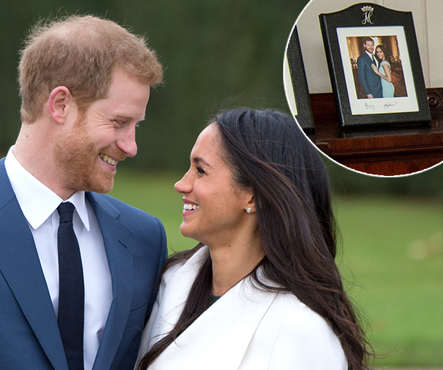 An unreleased photo of Prince Harry and Duchess Meghan is still on display at their former home