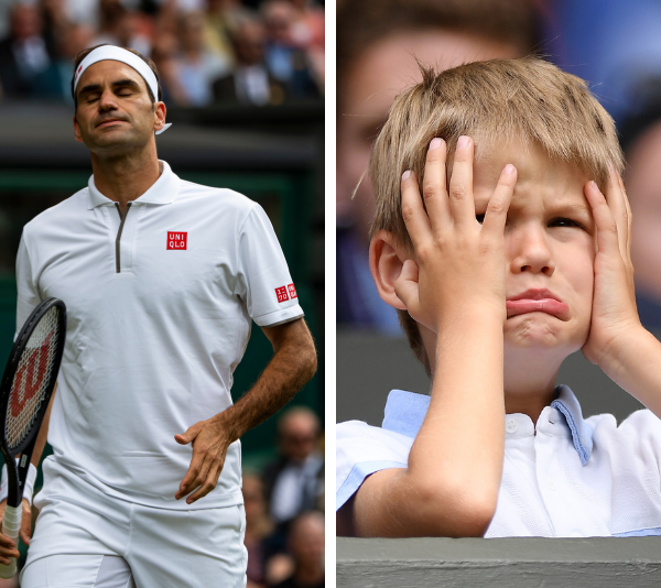 Roger Federer’s adorable son puts on a cheeky display during his Dad’s stressful Wimbledon match