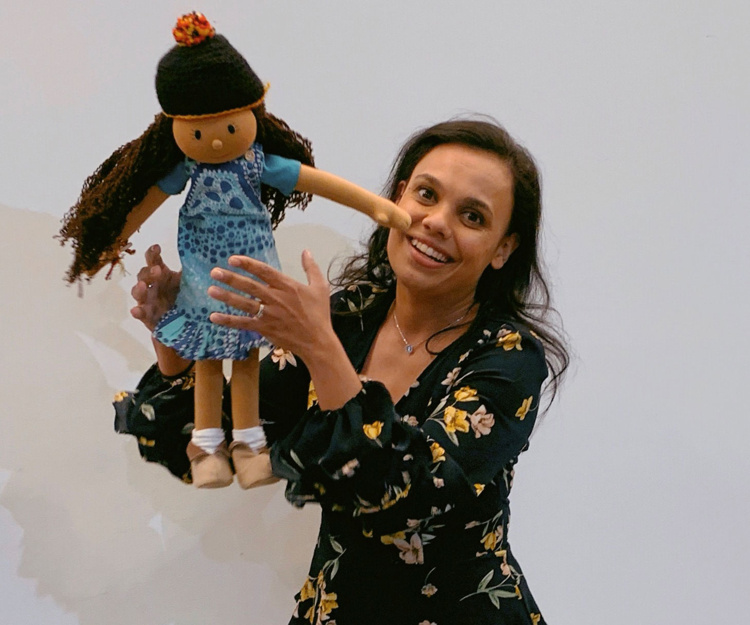 Miranda Tapsell introduces Kiya as the latest Play School toy in a special NAIDOC Week episode