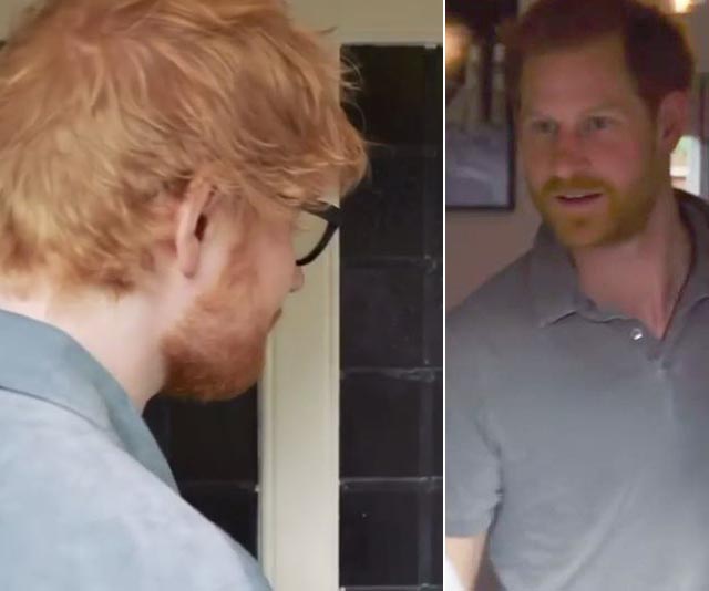 Prince Harry welcomes Ed Sheeran into Princess Eugenie’s home in newly released video… yes, you read that correctly