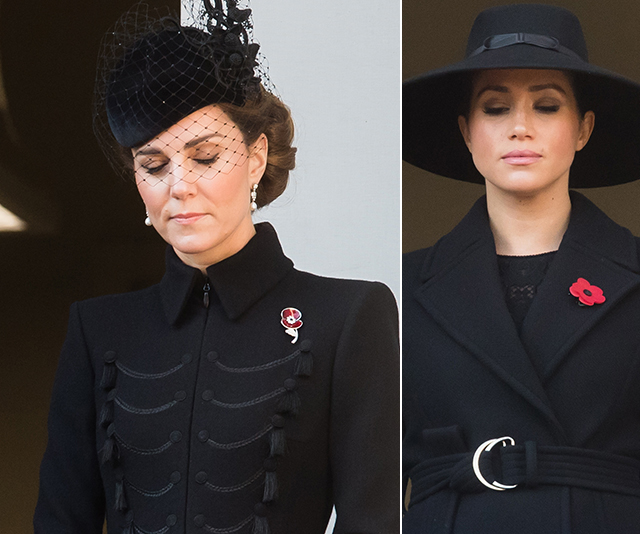 Meghan & Kate are reunited as the royals step out in solidarity on Remembrance Day