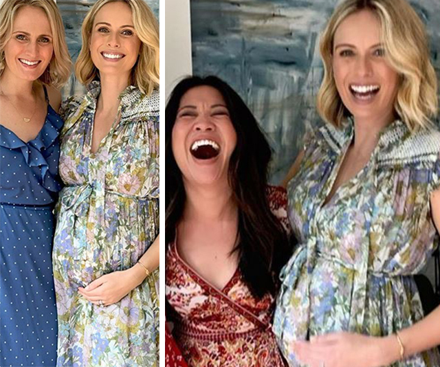 Sylvia Jeffreys celebrates her baby shower in a gorgeous floral maternity dress