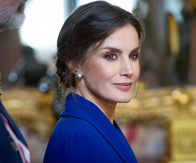 Queen Letizia makes first public appearance of 2020 in royal blue with a rather daring thigh-high split