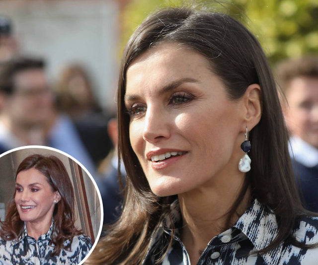 Queen Letizia of Spain stuns in a recycled chic leopard print outfit