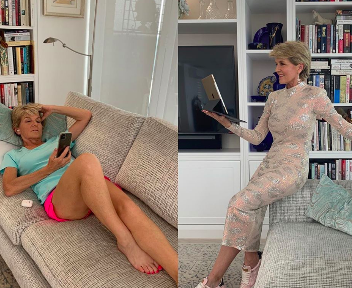 Fashion-forward Julie Bishop gives fans a realistic insight into what her working-from-home wardrobe actually looks like
