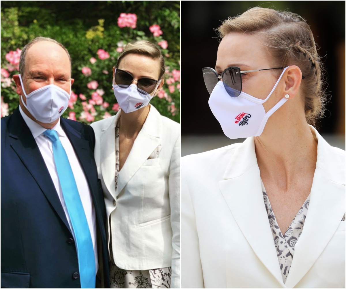 Princess Charlene of Monaco accessorises her face mask in an iconic way as she emerges from isolation