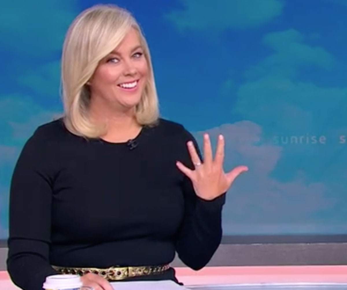 Sunrise’s Samantha Armytage shows off her incredible engagement ring as she reveals how Richard Lavender proposed
