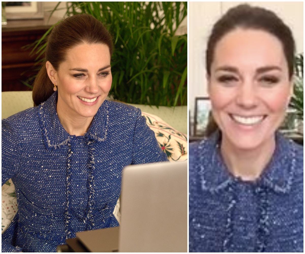 Duchess Catherine shares a personal message from her living room in a gorgeous regal blue outfit