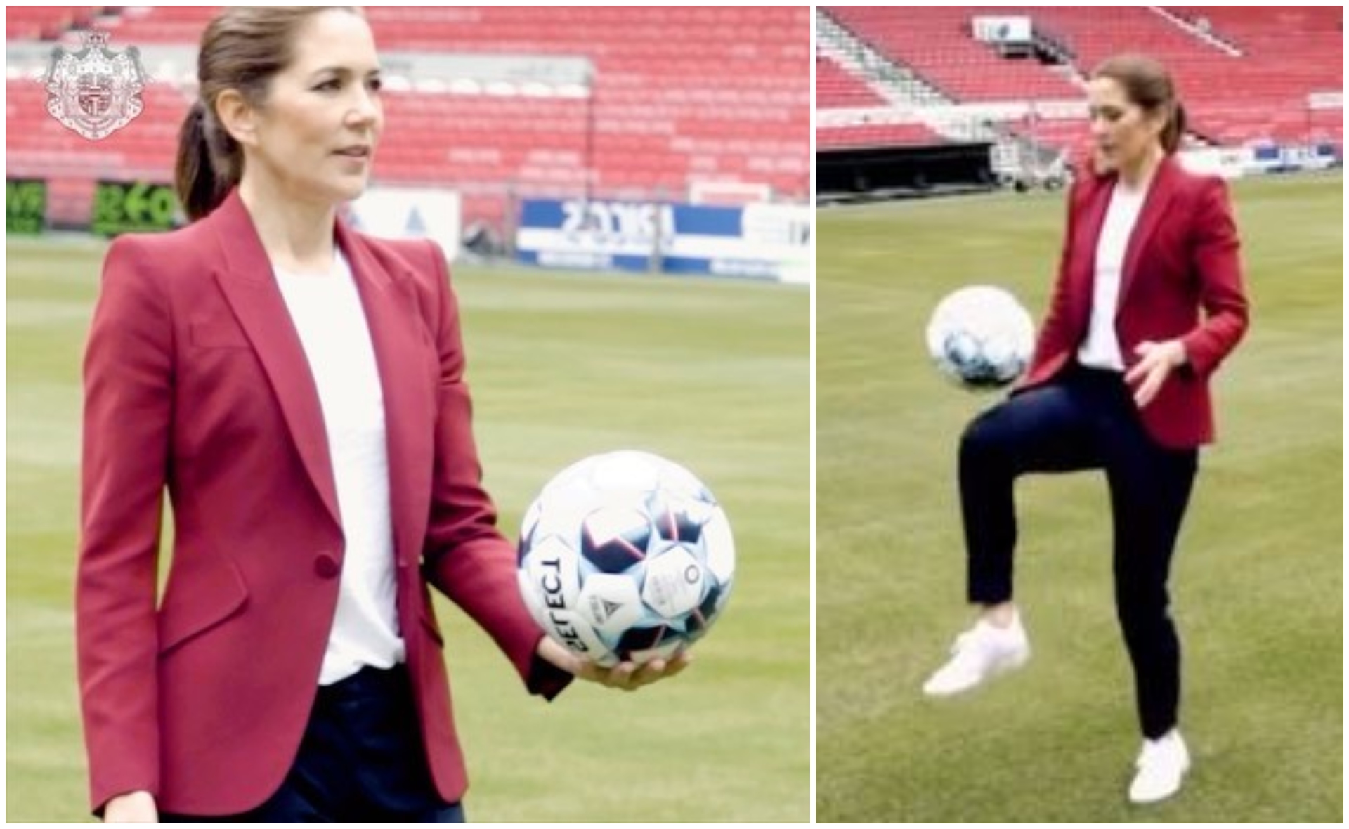 Crown Princess Mary channels Duchess Catherine’s sporty wardrobe while showing off her football skills