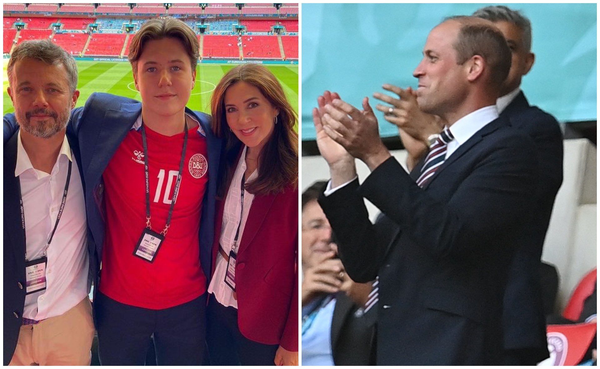 Crown Princess Mary, Prince William, Princess Eugenie and more get into the spirit of sport as their national soccer teams go head to head
