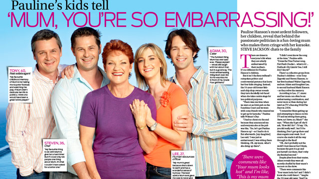 Pauline Hanson's kids reveal: 'Mum is so embarrassing!'