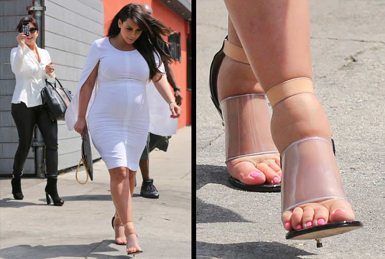 Kim squashes swollen feet in heels