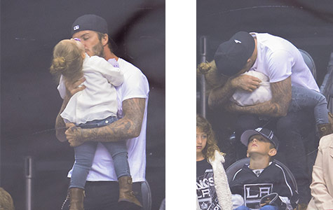 David Beckham plants kiss on daughter Harper