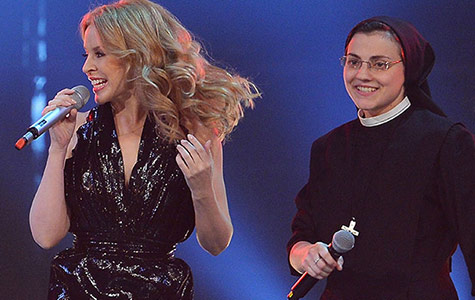 Kylie Minogue performs with Italy’s singing nun