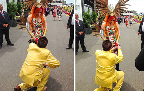 Geoffrey Edelsten proposes to Gabi Grecko at the Melbourne Cup!