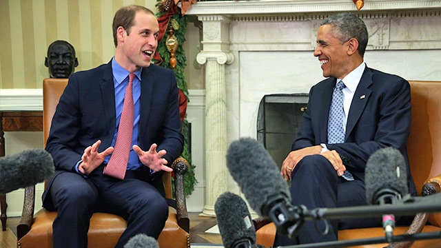 Prince William chats about Prince George with president Barack Obama