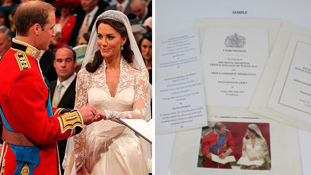William and Catherine’s wedding menu revealed for first time!