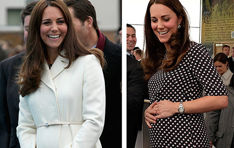 Pregnant Duchess Catherine shows off baby bump in white coat and sailboat dress