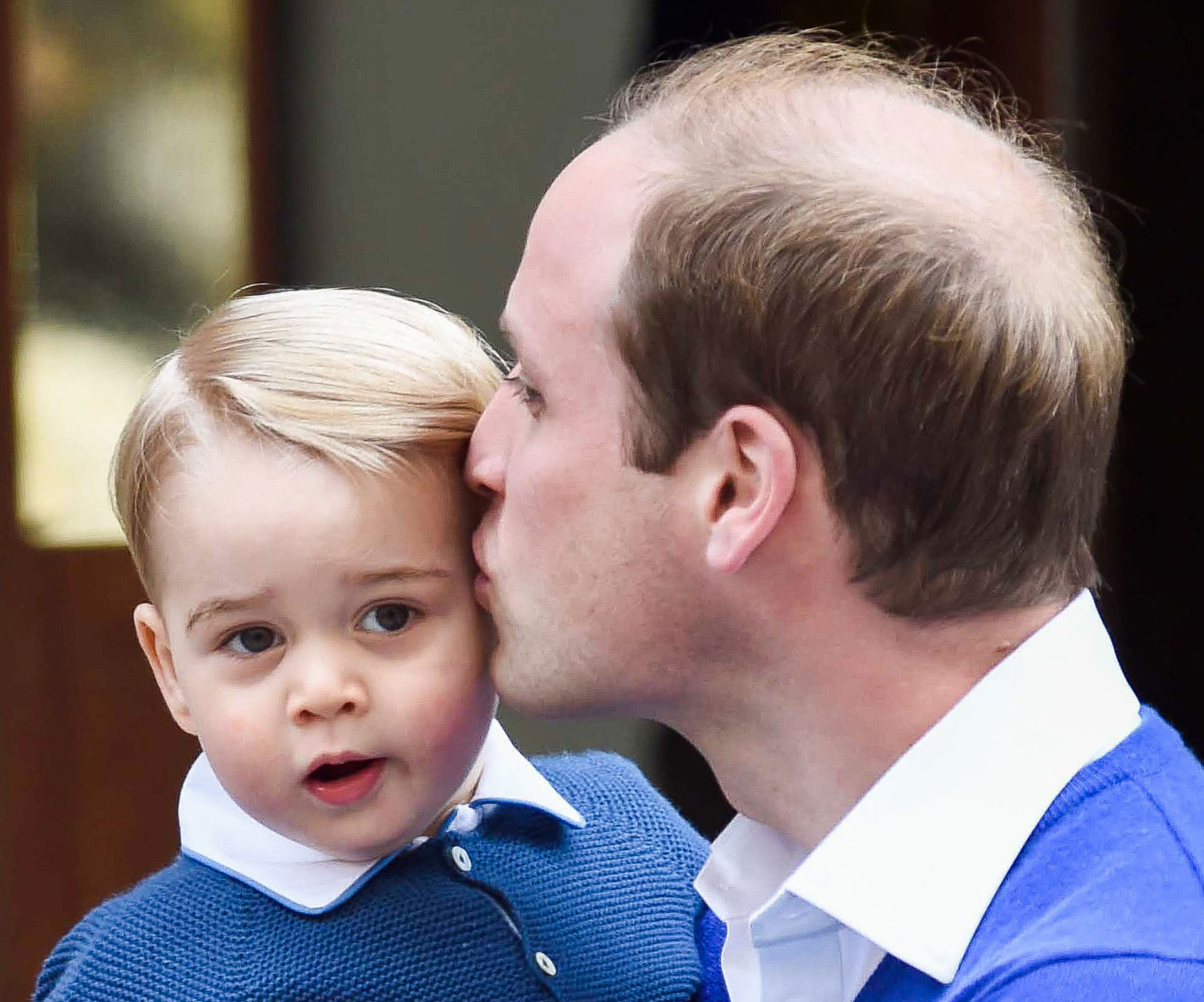 Prince William and his son Prince George at the birth of Prince Charlotte. 