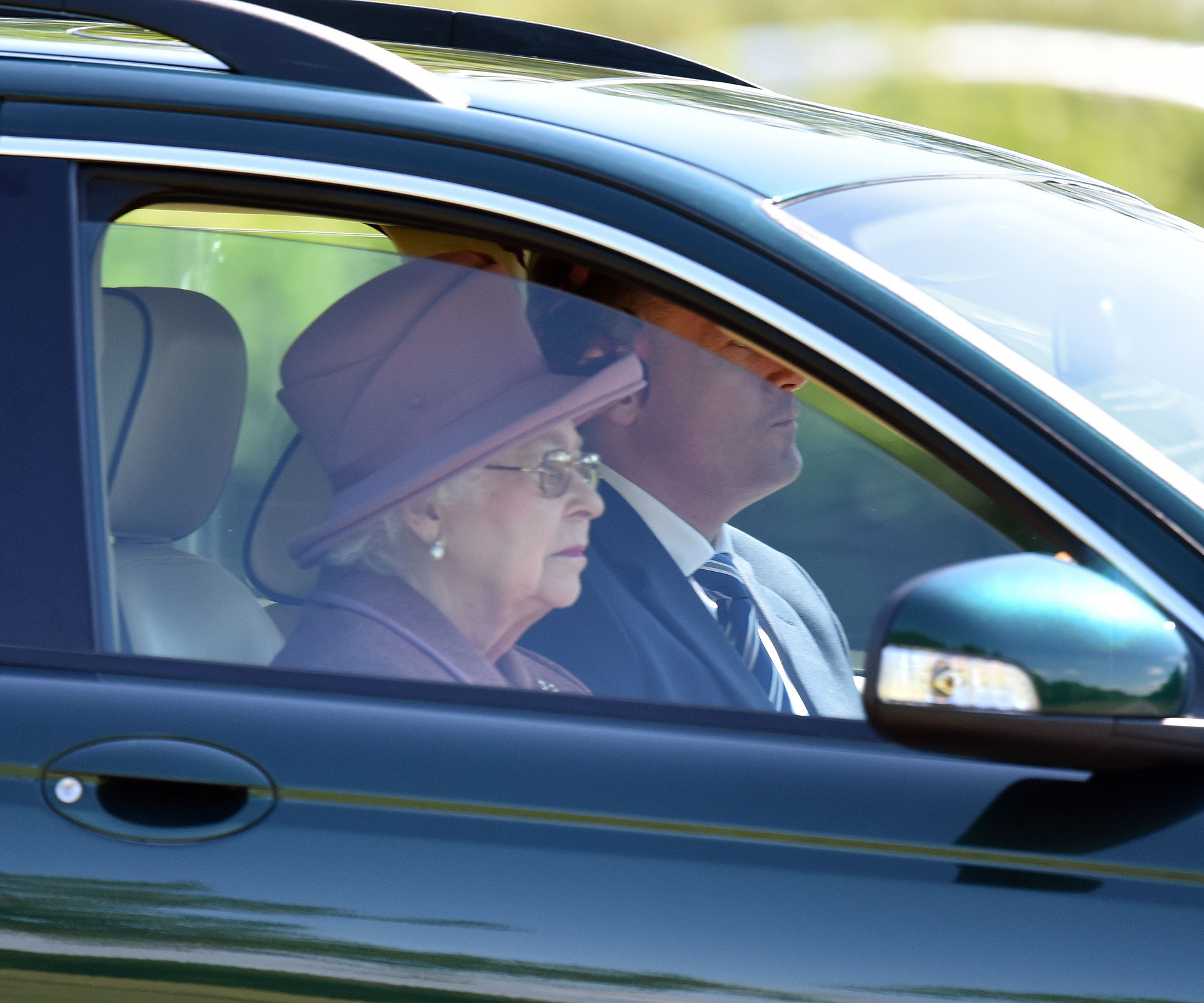 The Queen driving to church at Windsor
