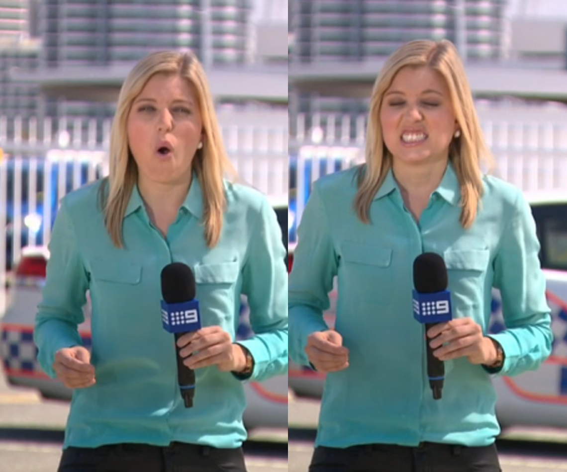 Journalist gets bitten by a bull ant on tv and she is NOT happy