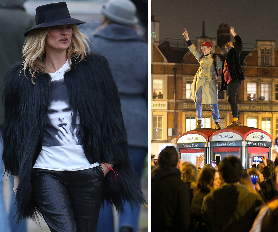 Kate Moss and David Bowie fans in Brixton