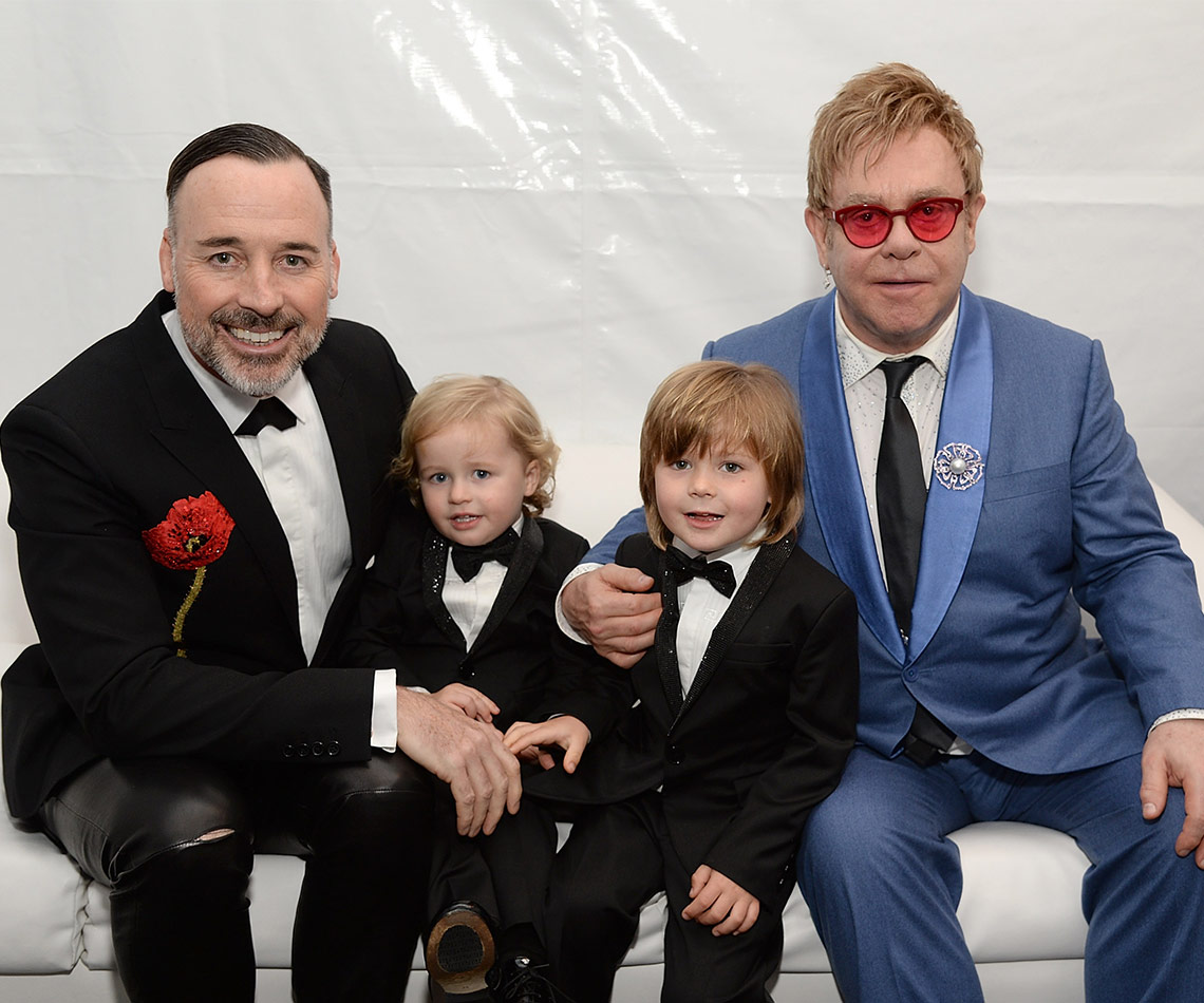 Elton John, David Furnish and their two sons