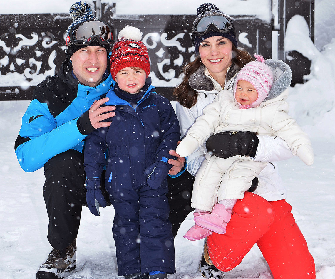 Prince George and Princess Charlotte in the snow