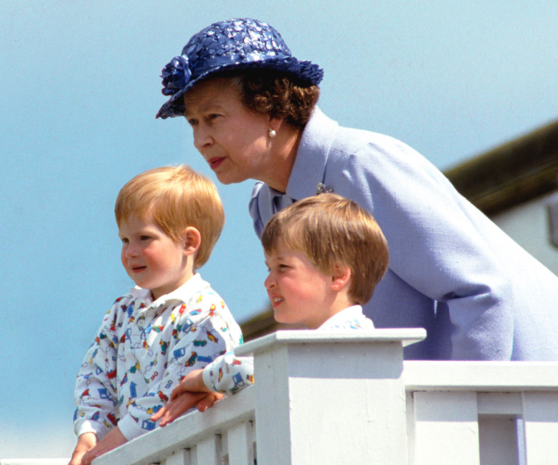 The Queen, Prince William and Prince Harry