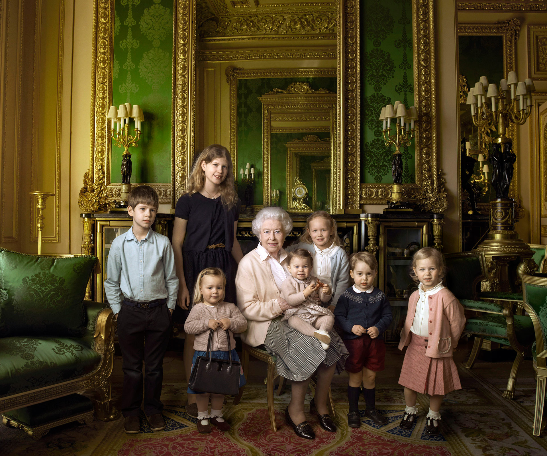Queen Elizabeth with her grandchildren