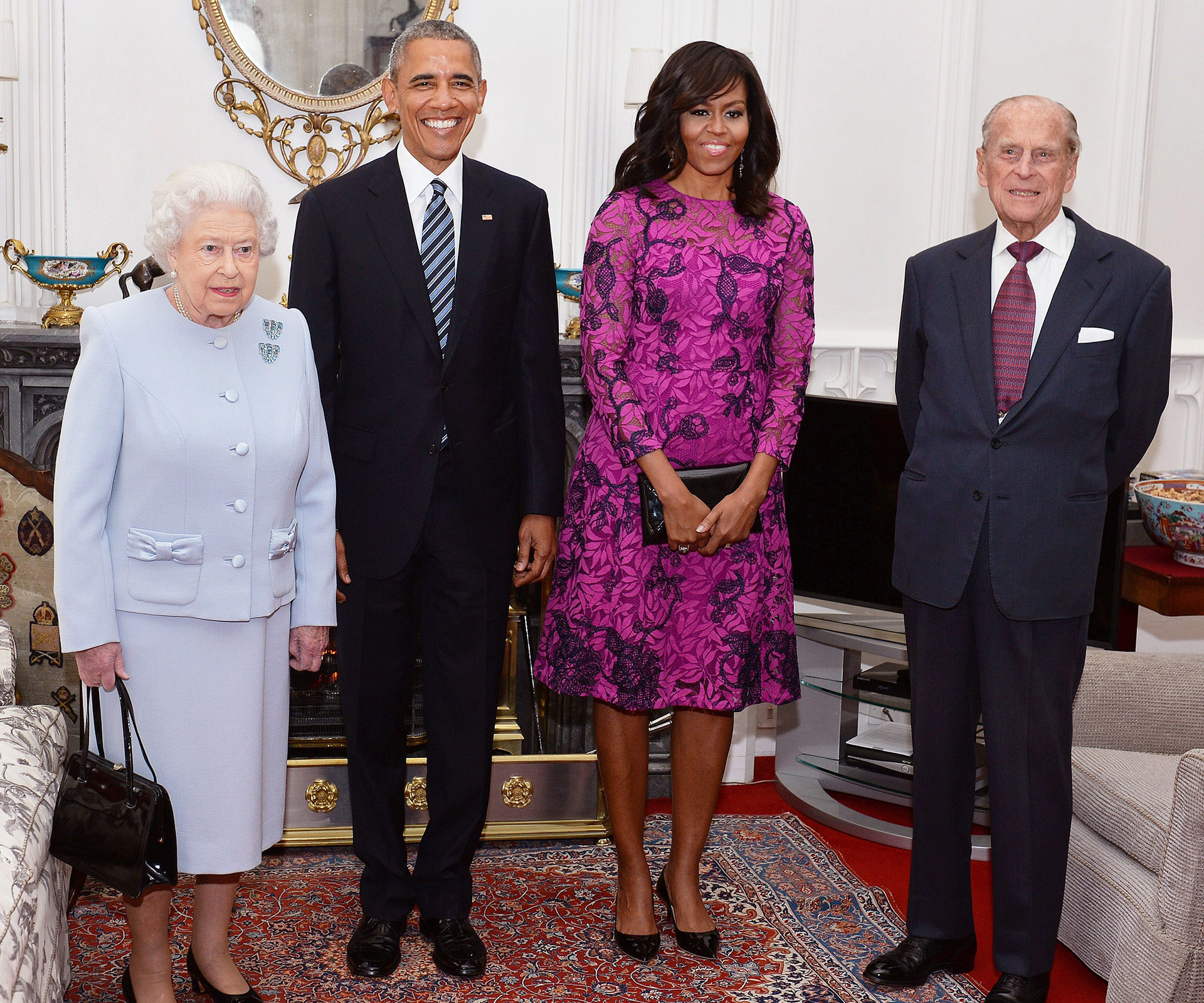 Queen Elizabeth, Prince Philip, Michelle and Barrack Obama