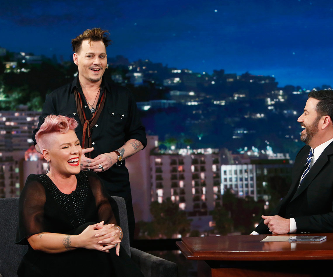 Pink, Johnny Depp and Jimmy Kimmel