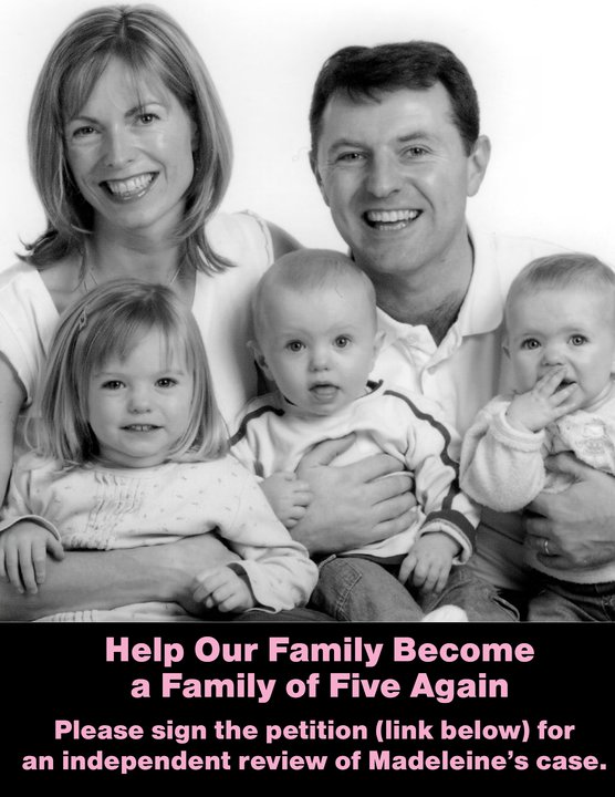 An old family photo of the McCanns, used to advertise a petition.