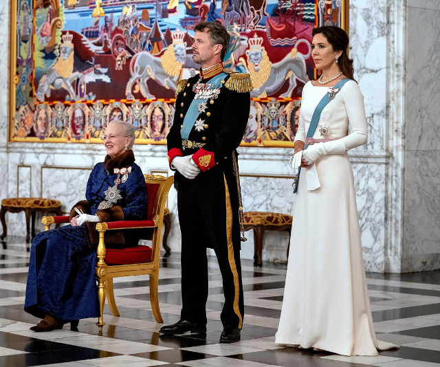 Crown Princess Mary rings in the new year in a stunning white dress at Danish diplomatic reception